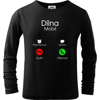 Chlapecké tričko Dílna volá - Triko dětské Long Sleeve - 122 cm/6 let ( Černá )