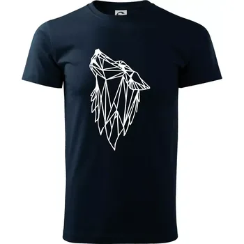 Geometrie - vlk - vyjící - Triko extra velké (5-8XL) - 7XL ( Námořní modrá (velmi tmavá - téměř černá) )