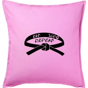 Polštář Judo eat repeat - Polštář 50x50 - 50x50 - Pouze potah ( Růžová )