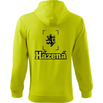 Pánská mikina Národní házená lev - Mikina s kapucí na zip trendy zipper - XL ( Limetková )
