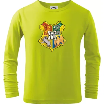 Dětská móda Harry znak školy - Triko dětské Long Sleeve - 146 cm/10 let ( Limetková )