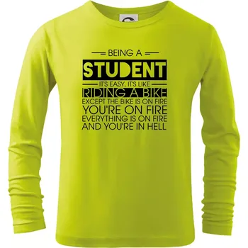 Chlapecké tričko Being a student - bike - Triko dětské Long Sleeve - 122 cm/6 let ( Limetková )