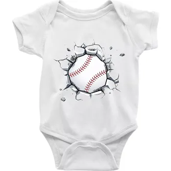 Kojenecký body Baseball míč v triku - Body kojenecké s krátkým rukávem - Krátký r. do 3 měs ( Bílá )