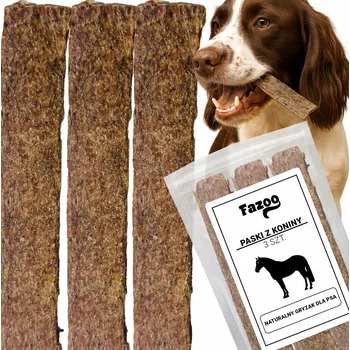 Pamlsek pro psa PSÍ PAMLSEK 100% PŘÍRODNÍ Žvýkací Pásky z Masa, Pamlsky Kůň 47g Fazoo
