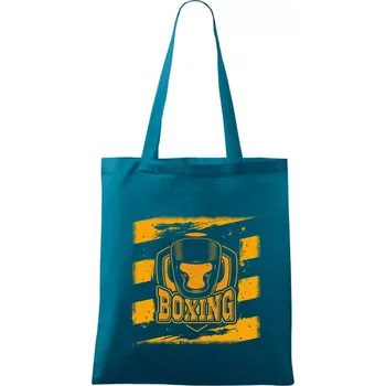 Boxing ve čtverci helma - Taška bavlněná - 42 x 38 cm ( Petrolejová )