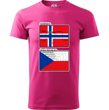 Pánská móda Norská a česká vlajka - Klasické pánské triko vyšší gramáže - 2XL ( Purpurová )