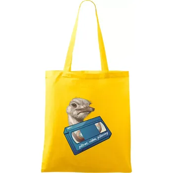 Nákupní taška Pštrosi vídea - Taška bavlněná - 42 x 38 cm ( Žlutá )