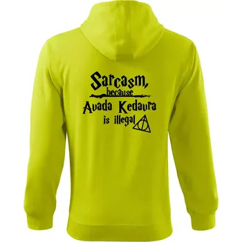 Pánská mikina Harry - Sarcasm, because Avada Kedavra is illegal - Mikina s kapucí na zip trendy zipper - 2XL ( Limetková )