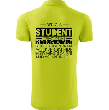 Pánská košile Being a student - bike - Polokošile Victory sportovní (dresovina) - L ( Limetková )