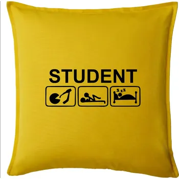 Polštář Pít užívat spát - student - Polštář 50x50 - 50x50 - Pouze potah ( Žlutá )