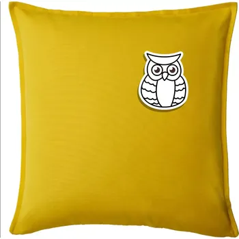 Polštář Sova kreslená na prsu - Polštář 50x50 - 50x50 - Pouze potah ( Žlutá )
