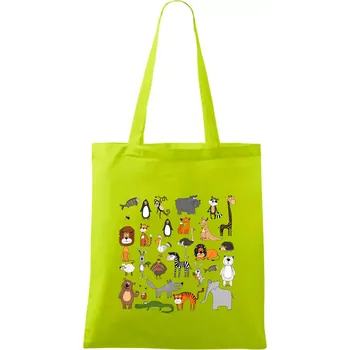 Zvířátka na triku - Taška bavlněná - 42 x 38 cm ( Limetková )