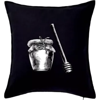 Polštář Med ve sklenici - Polštář 50x50 - 50x50 - Pouze potah ( Černá )