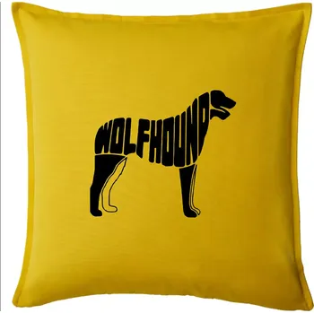 Polštář Vlkodav nápis v těle - Polštář 50x50 - 50x50 - Pouze potah ( Žlutá )
