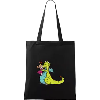 Nákupní taška Princezna a drak - Taška bavlněná - 42 x 38 cm ( Černá )