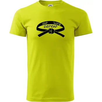Judo eat repeat - Klasické pánské triko vyšší gramáže - 4XL ( Limetková )