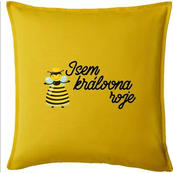 Polštář Jsem královna roje - Polštář 50x50 - 50x50 - Pouze potah ( Žlutá )