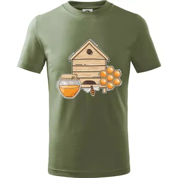 Chlapecké tričko Včelí úly - Tričko dětské bavlněné - 104-110cm / 3-4 roky ( Khaki )