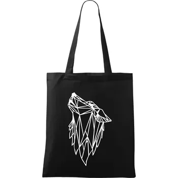 Geometrie - vlk - vyjící - Taška bavlněná - 42 x 38 cm ( Černá )