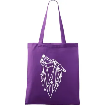 Geometrie - vlk - vyjící - Taška bavlněná - 42 x 38 cm ( Fialová )