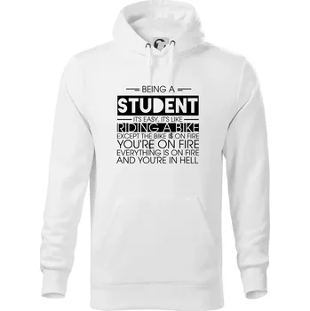 Pánská mikina Being a student - bike - Mikina pánská Cape s kapucí - 2XL ( Bílá )