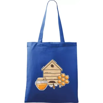 Nákupní taška Včelí úly - Taška bavlněná - 42 x 38 cm ( Královská modrá )