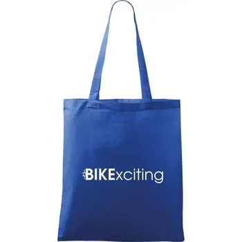 Nákupní taška Bike nápisy Bikexciting - Taška bavlněná - 42 x 38 cm ( Královská modrá )