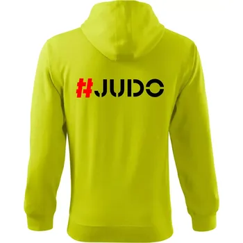 Pánská mikina Judo Hashtag - Mikina s kapucí na zip trendy zipper - M ( Limetková )