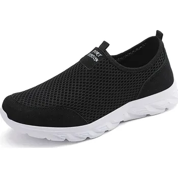 Pánské tenisky Pánské prodyšné tenisky – lehké slip-on boty na ven Barva: Černo-Bílá, Velikost: 43