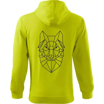 Pánská mikina Geometrie - vlk - Mikina s kapucí na zip trendy zipper - L ( Limetková )