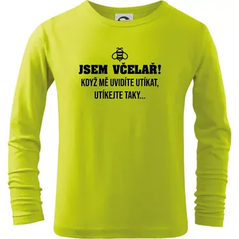 Chlapecké tričko Jsem včelař, utíkejte taky - Triko dětské Long Sleeve - 122 cm/6 let ( Limetková )