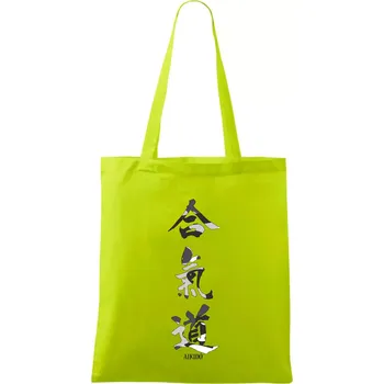 Aikidó maskáčový nápis - Taška bavlněná - 42 x 38 cm ( Limetková )