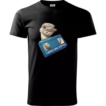 Pštrosi vídea - Klasické pánské triko vyšší gramáže - XS ( Černá )