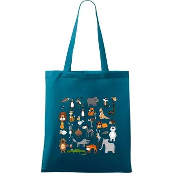 Zvířátka na triku - Taška bavlněná - 42 x 38 cm ( Petrolejová )