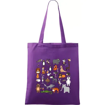 Zvířátka na triku - Taška bavlněná - 42 x 38 cm ( Fialová )