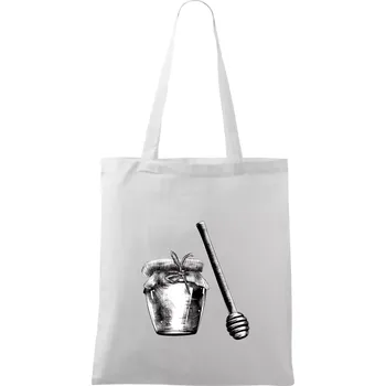 Med ve sklenici - Taška bavlněná - 42 x 38 cm ( Bílá )