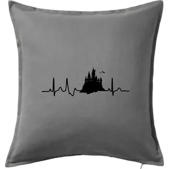 Polštář Harry - EKG hrad - Polštář 50x50 - 50x50 - Pouze potah ( Tmavě šedý melír )