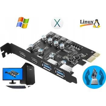 Síťová karta Rozšiřující karta Adaptér do PC PCI PCIe 2x USB 2x USB-C