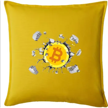 Polštář Bitcoin v triku - Polštář 50x50 - 50x50 - Pouze potah ( Žlutá )