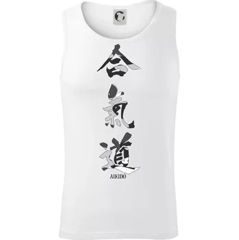 Aikidó maskáčový nápis - Tílko pánské Core - XL ( Bílá )