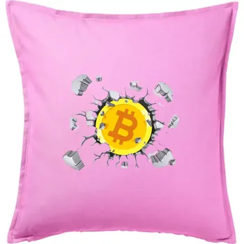 Polštář Bitcoin v triku - Polštář 50x50 - 50x50 - Pouze potah ( Růžová )