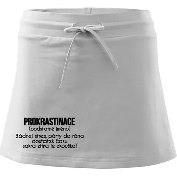 Dámská sukně Prokrastinace - TEXT - Sportovní sukně - two in one - XS ( Bílá )