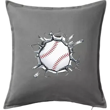 Polštář Baseball míč v triku - Polštář 50x50 - 50x50 - Včetně výplně ( Tmavě šedý melír )