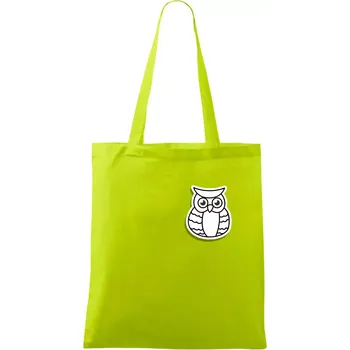 Sova kreslená na prsu - Taška bavlněná - 42 x 38 cm ( Limetková )