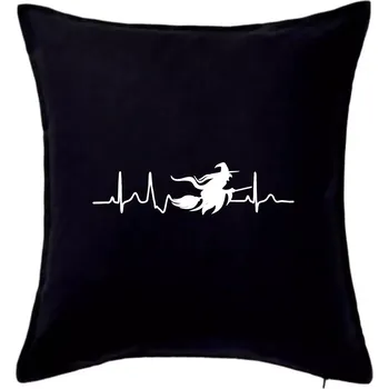 Polštář EKG čarodějnice - Polštář 50x50 - 50x50 - Pouze potah ( Černá )