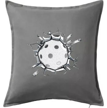 Polštář Florbal míč v triku - Polštář 50x50 - 50x50 - Pouze potah ( Tmavě šedý melír )