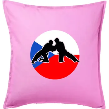 Polštář Judo CZ vlajka - Polštář 50x50 - 50x50 - Pouze potah ( Růžová )