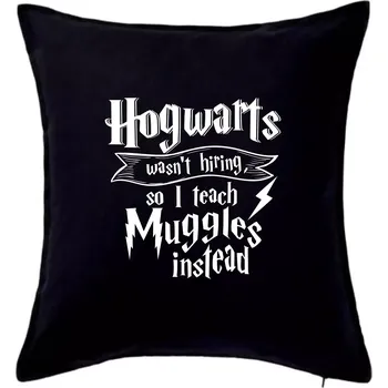 Polštář Harry - Hogwarts wasn’t hiring, so I teach Muggles instead - Polštář 50x50 - 50x50 - Pouze potah ( Černá )