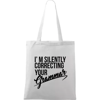 Nákupní taška Correcting grammar - Taška bavlněná - 42 x 38 cm ( Bílá )