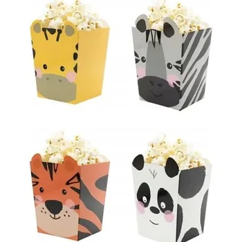 Party nádobí Krabičky na popcorn Zvířátka ze ZOO 4 ks